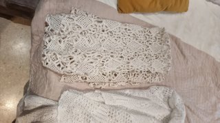 5 Manteles Crochet Beige/Blanco hecho a mano
