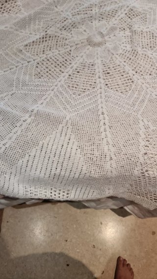 5 Manteles Crochet Beige/Blanco hecho a mano