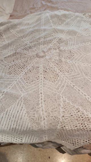 5 Manteles Crochet Beige/Blanco hecho a mano