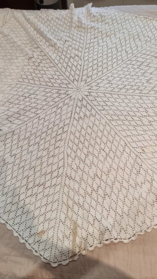 5 Manteles Crochet Beige/Blanco hecho a mano