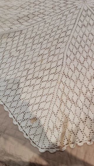 5 Manteles Crochet Beige/Blanco hecho a mano