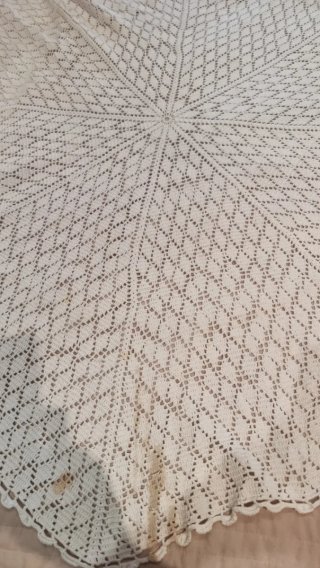 5 Manteles Crochet Beige/Blanco hecho a mano