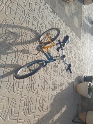 Bicicleta infantil azul y amarilla