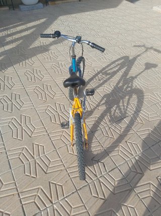 Bicicleta infantil azul y amarilla