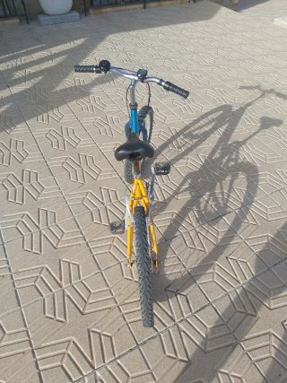 Bicicleta infantil azul y amarilla