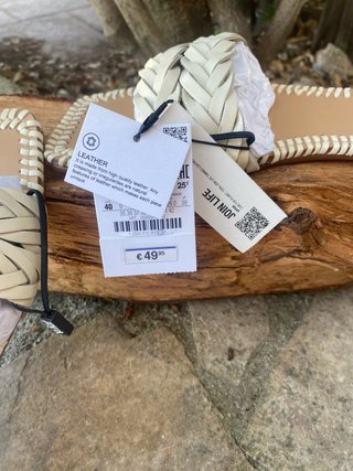 Sandalias Zara Talla 40 Beige/Blanco