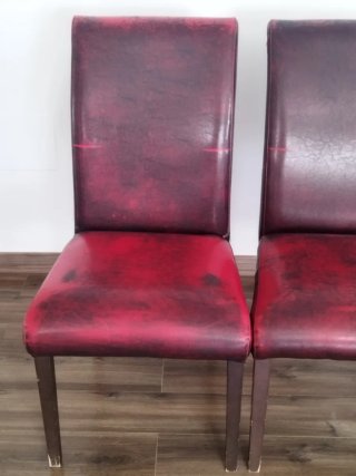 4 Sillas de Salón Piel Berenjena/Rojizo