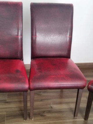 4 Sillas de Salón Piel Berenjena/Rojizo