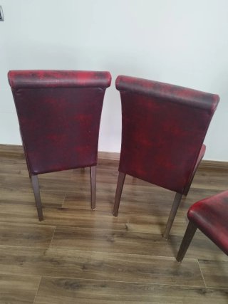 4 Sillas de Salón Piel Berenjena/Rojizo