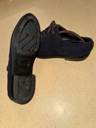 Zegna Zapatos de Ante Azul Marino