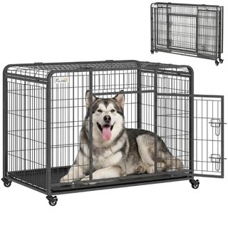 Kennel Gabbia per Cani Pieghevole a Doppia Porta c