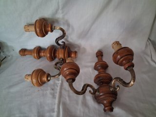Lote 3 lámparas madera rústica