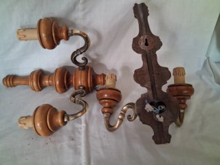 Lote 3 lámparas madera rústica