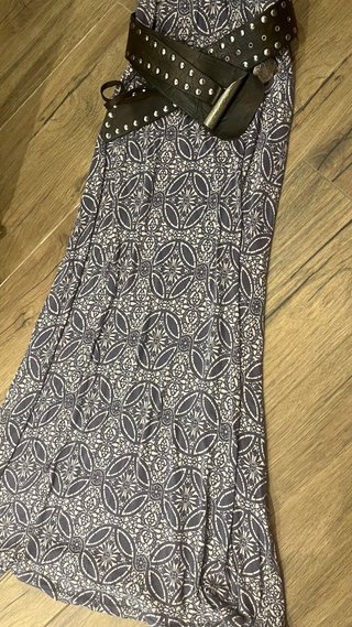 Vestido largo estampado azul y blanco