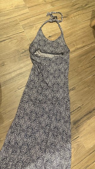 Vestido largo estampado azul y blanco