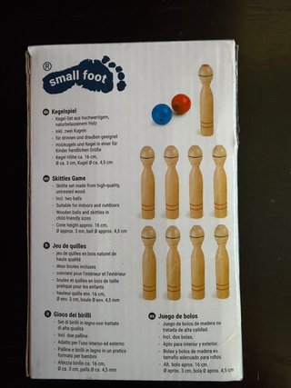 Juego bolos madera natural con 2 bolas