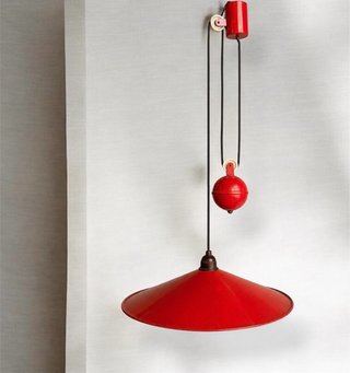 Lámpara roja mid century regulable metal vintage