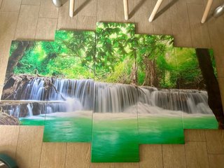 Set 5 lienzos cascada bosque