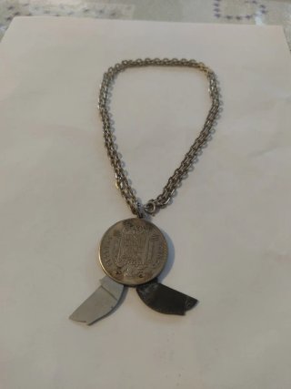 Collana 5 Pesetas in Argento 60cm Con Manicure