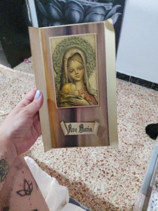 Retrato Virgen María Antiguo Años 60