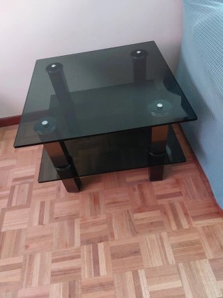 Mesa auxiliar cristal ahumado 60x60