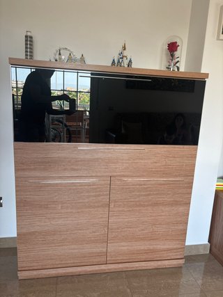 Mueble salón aparador madera y cristal