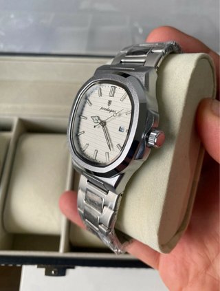 Reloj Hombre Plata y Blanco