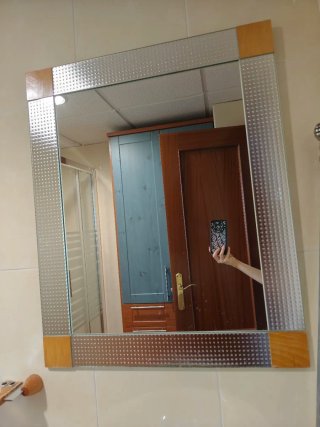 Espejo de baño madera y cristal