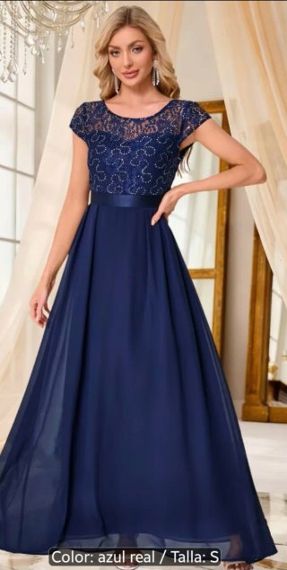 Vestido fiesta largo azul marino