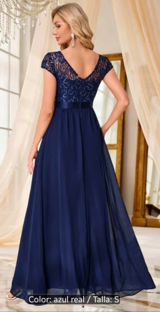 Vestido fiesta largo azul marino