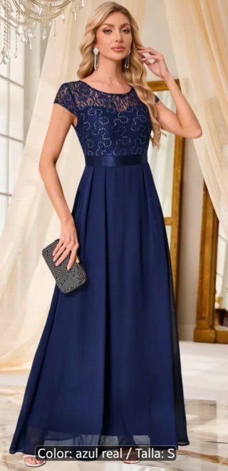 Vestido fiesta largo azul marino