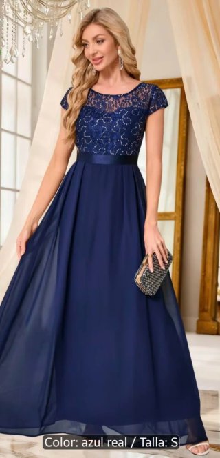 Vestido fiesta largo azul marino