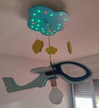 Lámpara infantil LED nube y avión