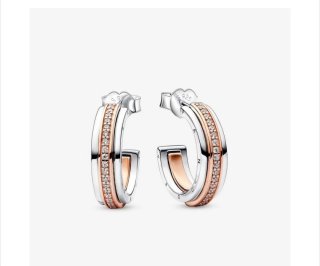 Pendientes Aro Pandora Bañados en Oro Rosa y Plata