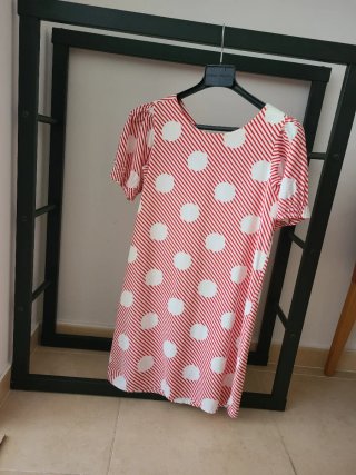 Vestido corto rojo y blanco