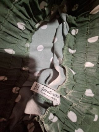 Pantalón ancho lunares verde y blanco