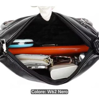 Borsa donna in pelle nera con tracolla