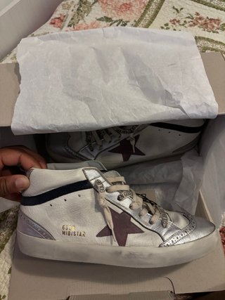 Golden Goose Mid Star Sneakers Argento Bianco