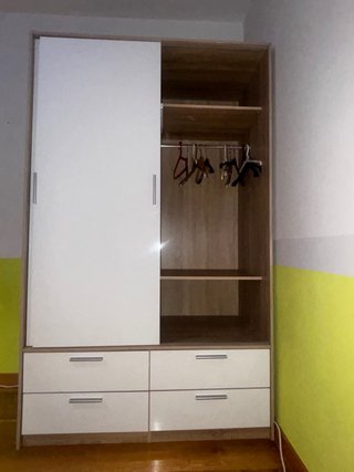 Armario ropero madera y blanco.  200x120x60