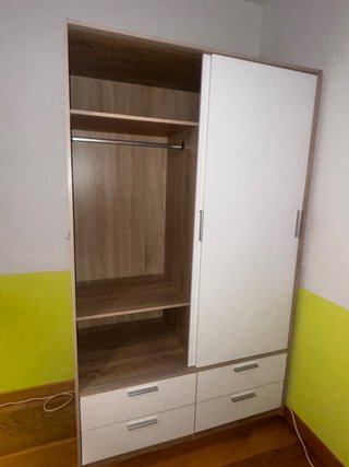 Armario ropero madera y blanco.  200x120x60