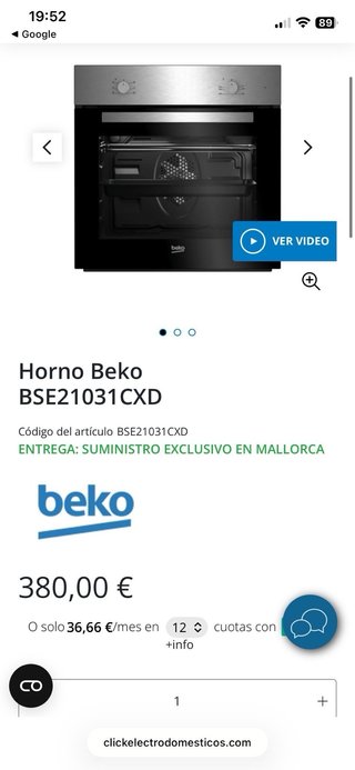 Horno eléctrico Beko con fogones de gas