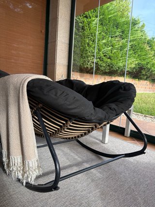 Sillón Mecedora Exterior ratán sintético y Metal