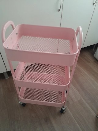 Carrito auxiliar rosa 3 estantes