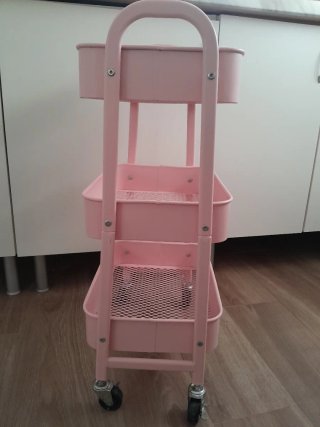 Carrito auxiliar rosa 3 estantes