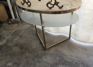 Toelette da trucco anni '40-'50 in ottone e marmo