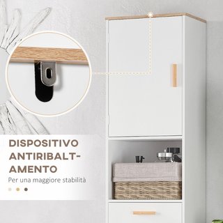 Mobile Salvaspazio Bagno Mobile a Colonna in Legno