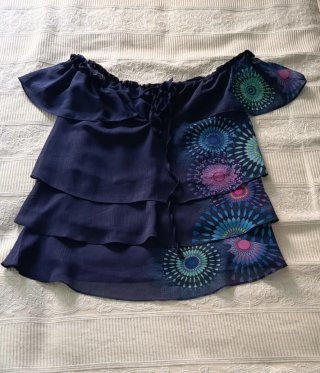 Blusa Desigual Estampada Azul
