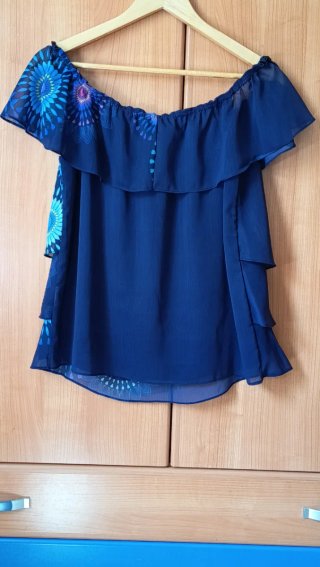 Blusa Desigual Estampada Azul