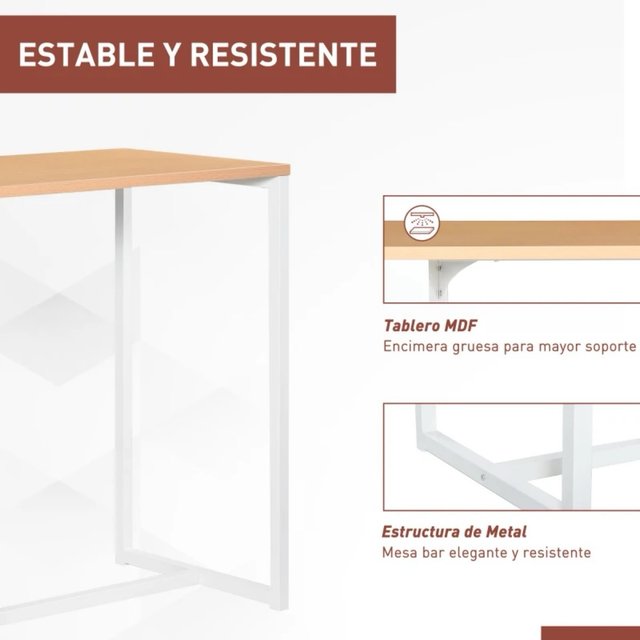 Mesa Bar con Estantes Madera y Metal