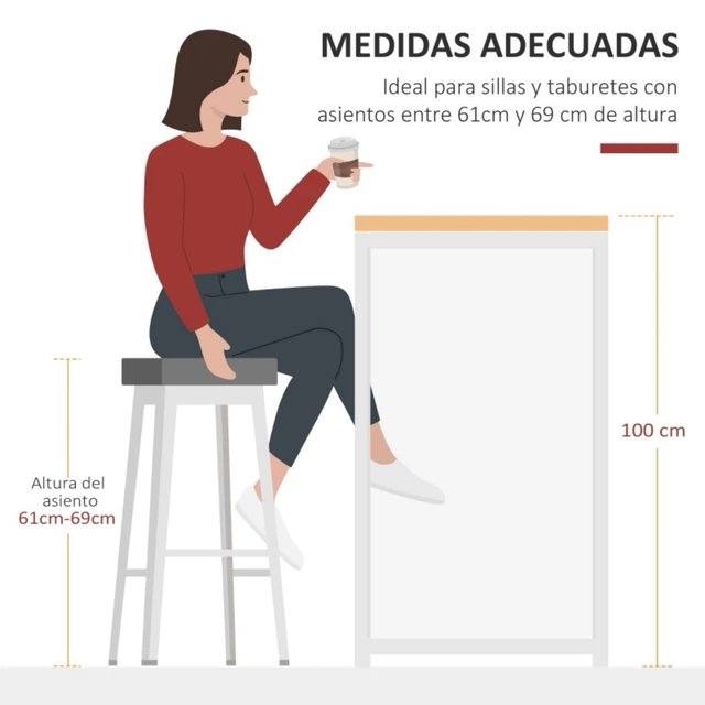 Mesa Bar con Estantes Madera y Metal